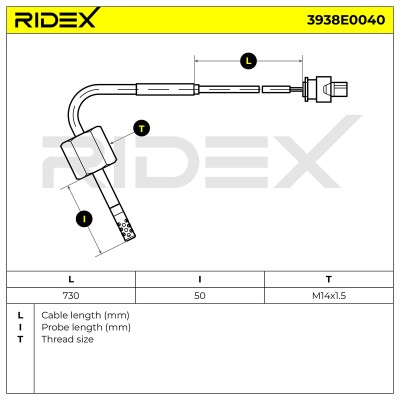 Czujnik temperatury spalin RIDEX 3938E0040 3938E0040 - foto 6