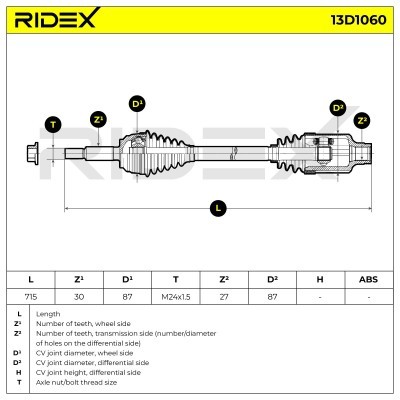 Półoś Napędowa RIDEX 13D1060 13D1060 - foto 7