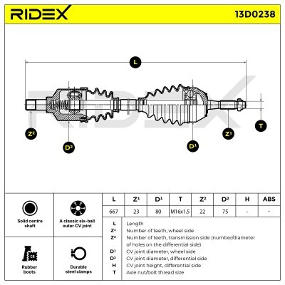 Półoś Napędowa RIDEX 13D0238 13D0238 - foto 7