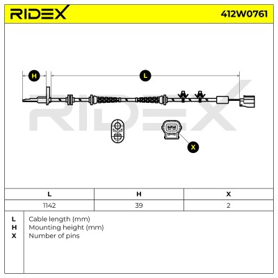 Czujnik ABS RIDEX 412W0761 412W0761 - foto 9