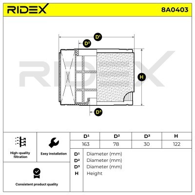Filtr Powietrza RIDEX 8A0403 8A0403 - foto 6