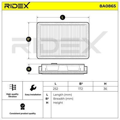 Filtr Powietrza RIDEX 8A0865 8A0865 - foto 6