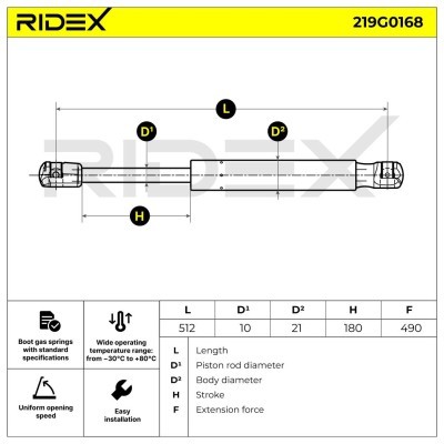 Amortyzator Pokrywy Bagażnika RIDEX 219G0168 219G0168 - foto 6