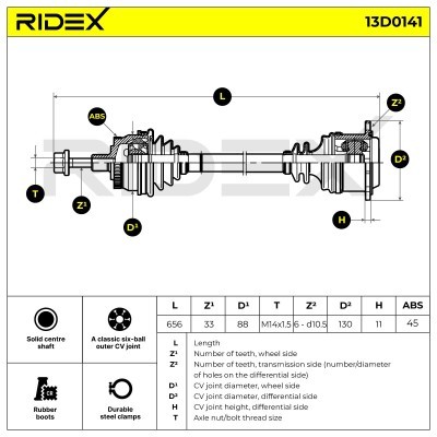 Półoś Napędowa RIDEX 13D0141 13D0141 - foto 3