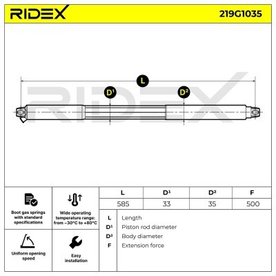 Amortyzator Pokrywy Bagażnika RIDEX 219G1035 219G1035 - foto 10