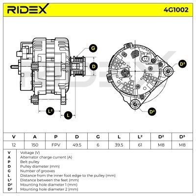 Alternator RIDEX 4G1002 4G1002 - foto 5