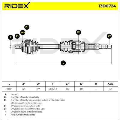 Półoś Napędowa RIDEX 13D0724 13D0724 - foto 7