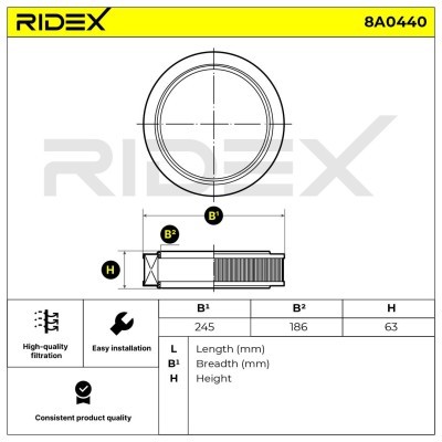 Filtr Powietrza RIDEX 8A0440 8A0440 - foto 5