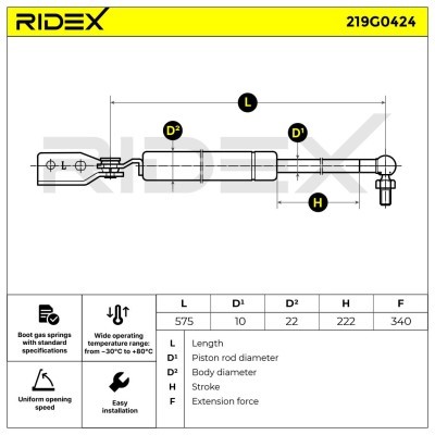 Amortyzator Pokrywy Bagażnika RIDEX 219G0424 219G0424 - foto 6