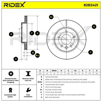 Tarcza hamulcowa RIDEX 82B2421 82B2421 - foto 6