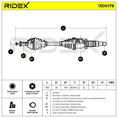 Półoś Napędowa RIDEX 13D0178 13D0178 - foto 7