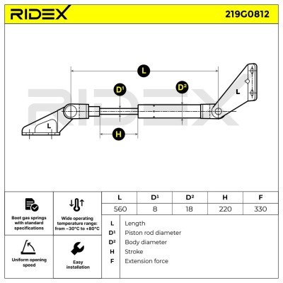 Amortyzator Pokrywy Bagażnika RIDEX 219G0812 219G0812 - foto 6