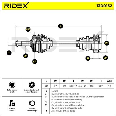 Półoś Napędowa RIDEX 13D0152 13D0152 - foto 9