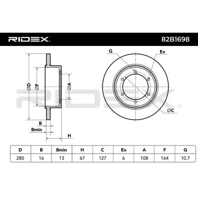 Tarcza hamulcowa RIDEX 82B1698 82B1698 - foto 7