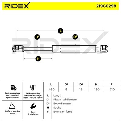 Amortyzator Pokrywy Bagażnika RIDEX 219G0298 219G0298 - foto 6