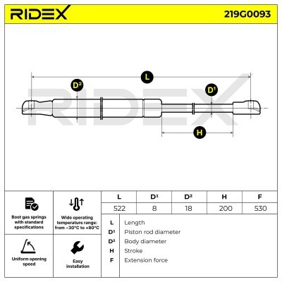 Amortyzator Pokrywy Bagażnika RIDEX 219G0093 219G0093 - foto 7