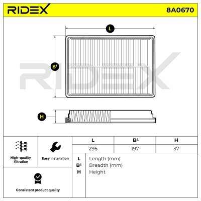 Filtr Powietrza RIDEX 8A0670 8A0670 - foto 6