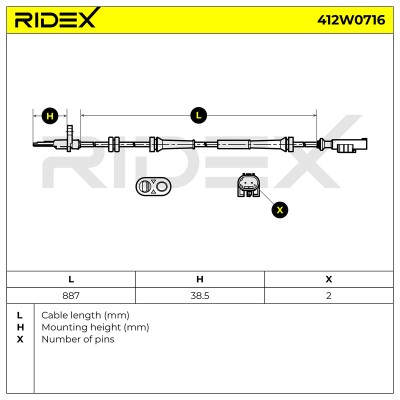 Czujnik ABS RIDEX 412W0716 412W0716 - foto 7