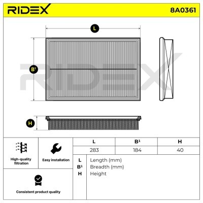 Filtr Powietrza RIDEX 8A0361 8A0361 - foto 6