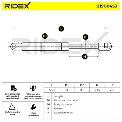 Amortyzator Pokrywy Bagażnika RIDEX 219G0453 219G0453 - foto 6