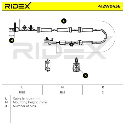 Czujnik ABS RIDEX 412W0436 412W0436 - foto 5