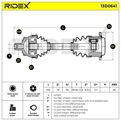 Półoś Napędowa RIDEX 13D0641 13D0641 - foto 6