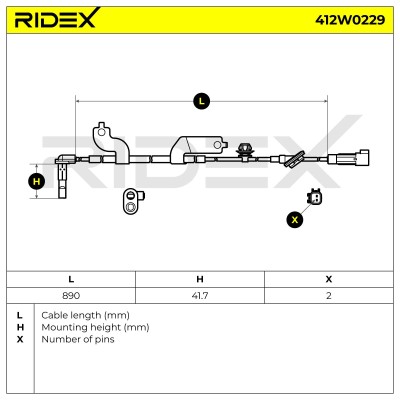 Czujnik ABS RIDEX 412W0229 412W0229 - foto 6