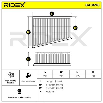 Filtr Powietrza RIDEX 8A0676 8A0676 - foto 6