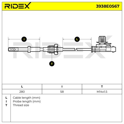 Czujnik temperatury spalin RIDEX 3938E0567 3938E0567 - foto 6
