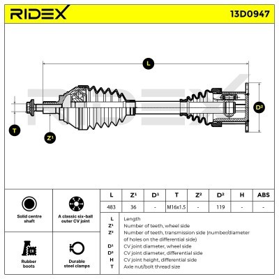 Półoś Napędowa RIDEX 13D0947 13D0947 - foto 7
