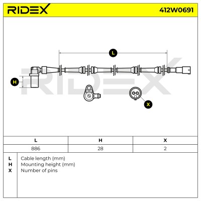 Czujnik ABS RIDEX 412W0691 412W0691 - foto 6