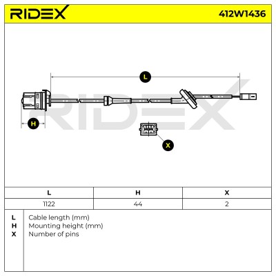 Czujnik ABS RIDEX 412W1436 412W1436 - foto 5