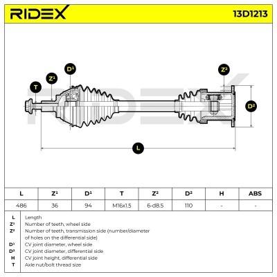 Półoś Napędowa RIDEX 13D1213 13D1213 - foto 7