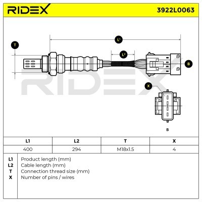 Sonda Lambda RIDEX 3922L0063 3922L0063 - foto 5