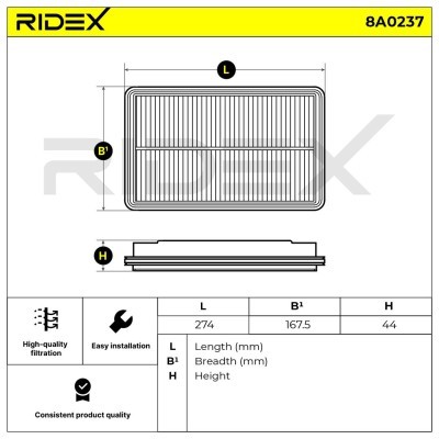 Filtr Powietrza RIDEX 8A0237 8A0237 - foto 5