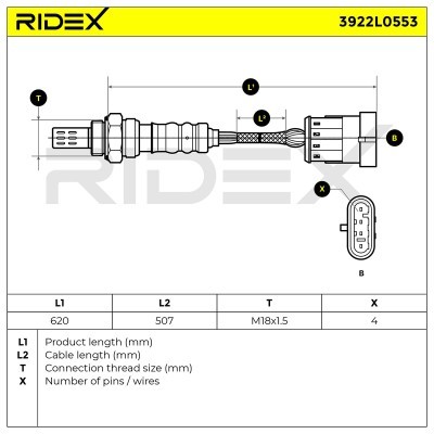 Sonda Lambda RIDEX 3922L0553 3922L0553 - foto 6