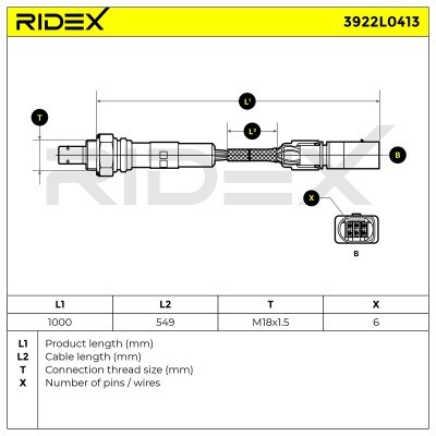 Sonda Lambda RIDEX 3922L0413 3922L0413 - foto 7