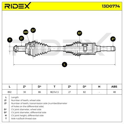 Półoś Napędowa RIDEX 13D0774 13D0774 - foto 7