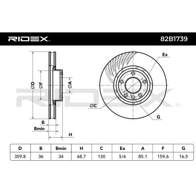 Tarcza hamulcowa RIDEX 82B1739 82B1739 - foto 6