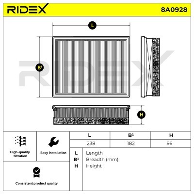 Filtr Powietrza RIDEX 8A0928 8A0928 - foto 6