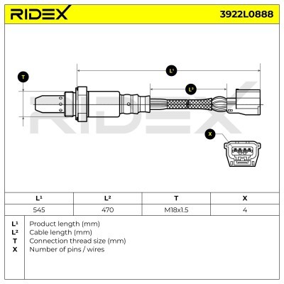 Sonda Lambda RIDEX 3922L0888 3922L0888 - foto 3