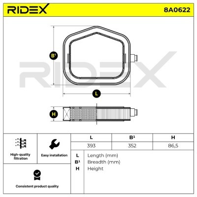 Filtr Powietrza RIDEX 8A0622 8A0622 - foto 6