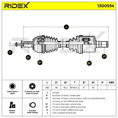 Półoś Napędowa RIDEX 13D0594 13D0594 - foto 8