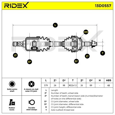 Półoś Napędowa RIDEX 13D0557 13D0557 - foto 7