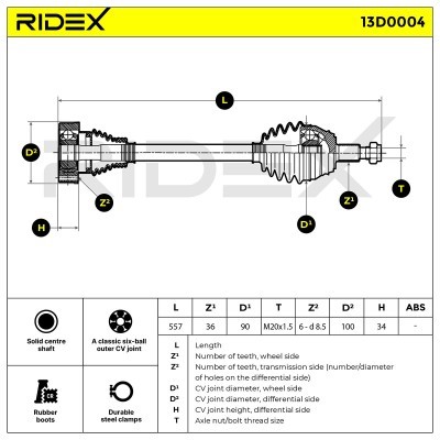 Półoś Napędowa RIDEX 13D0004 13D0004 - foto 4