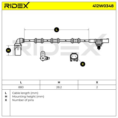 Czujnik ABS RIDEX 412W0348 412W0348 - foto 6