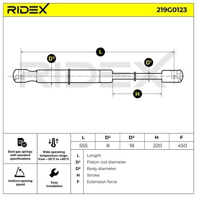 Amortyzator Pokrywy Bagażnika RIDEX 219G0123 219G0123 - foto 3