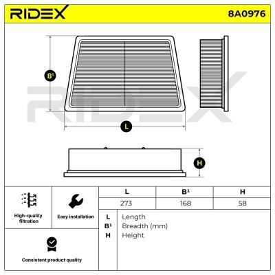 Filtr Powietrza RIDEX 8A0976 8A0976 - foto 6