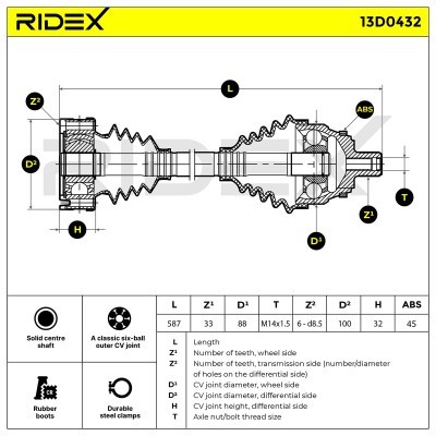 Półoś Napędowa RIDEX 13D0432 13D0432 - foto 6