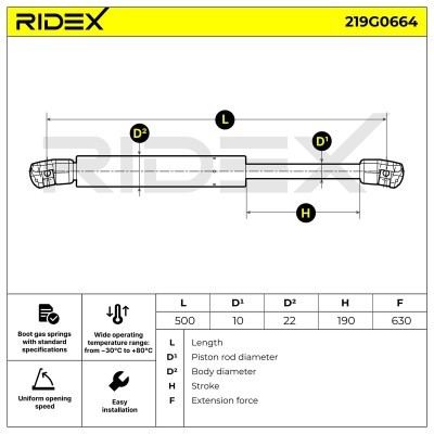 Amortyzator Pokrywy Bagażnika RIDEX 219G0664 219G0664 - foto 12